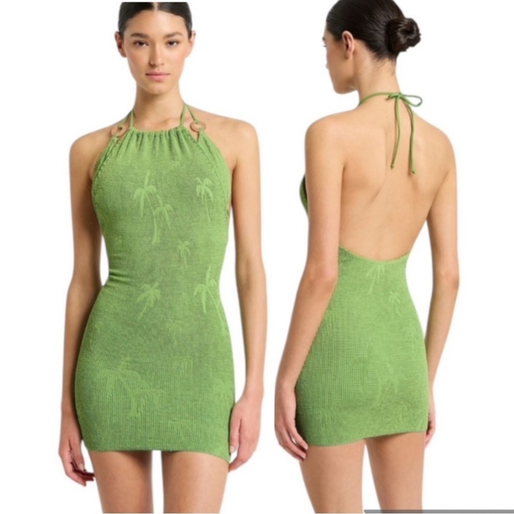 NEW Bond-eye The Imogen Body-Con Cover Up Minidress Matcha Palm Green One Size
